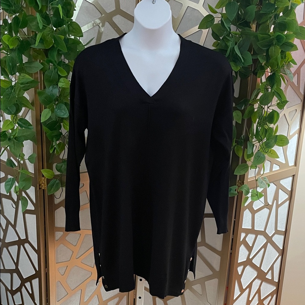 JM Collection Black V-Neck Tunic